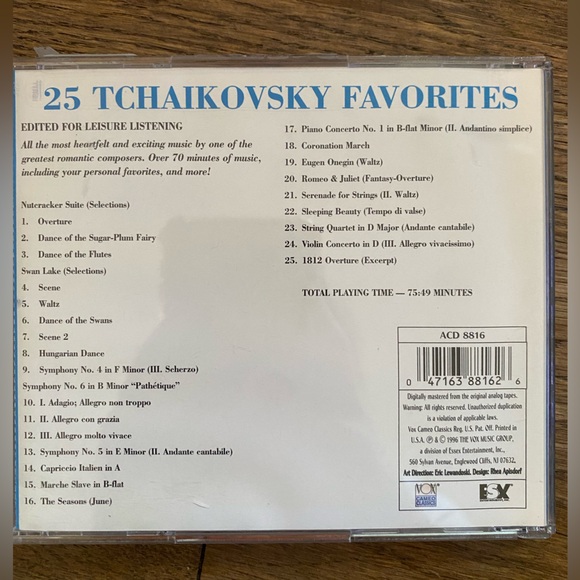 TCHAIKOVSKY Tchaikosky Music Cd Over 70 Minutes - Picture 3 of 3